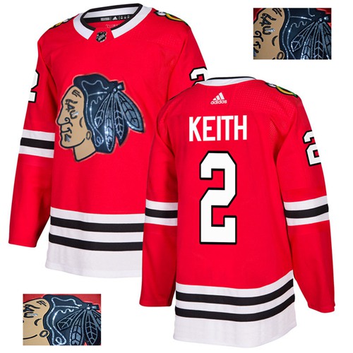 Adidas Blackhawks #2 Duncan Keith Red Home Authentic Fashion Gold Stitched NHL Jersey